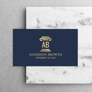 Professionele Attorney Monogram Goud/Navy Blauw Visitekaartje