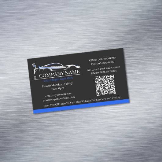 Professionele Auto Body Paint Shop Automobiel Magnetisch Visitekaartje (Voorbeeld)