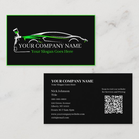 Professionele Auto Body Paint Shop Automobiel Visitekaartje (Voorkant / Achterkant)
