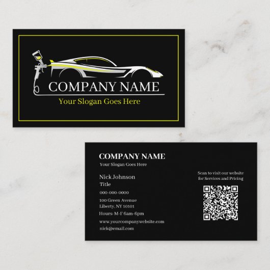 Professionele Auto Body Paint Shop Automobiel Visitekaartje (Voorkant / Achterkant)