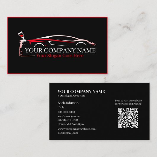 Professionele Auto Body Paint Shop Automobiel Visitekaartje (Voorkant / Achterkant)