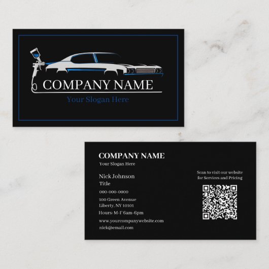 Professionele Auto Body Paint Shop Automobiel Visitekaartje (Voorkant / Achterkant)