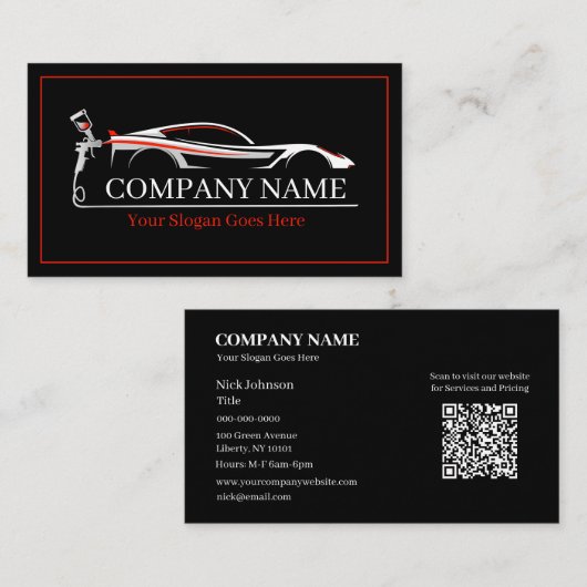 Professionele Auto Body Paint Shop Automobiel Visitekaartje (Voorkant / Achterkant)