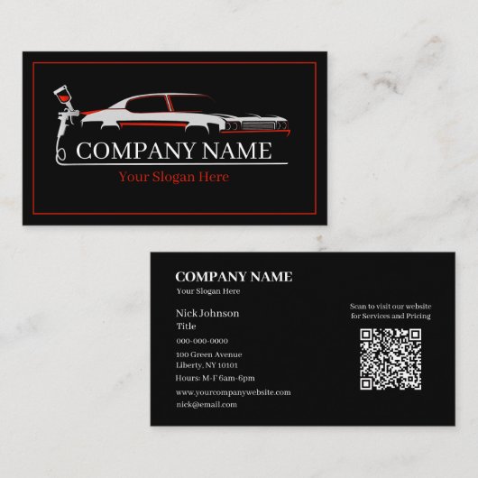 Professionele Auto Body Paint Shop Automobiel Visitekaartje (Voorkant / Achterkant)