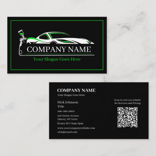 Professionele Auto Body Paint Shop Automobiel Visitekaartje (Voorkant / Achterkant)