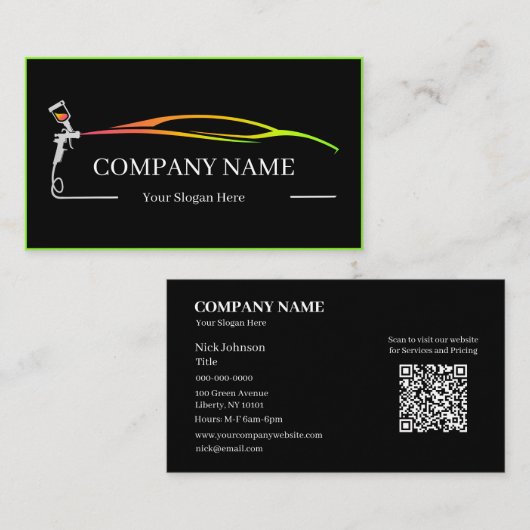 Professionele Auto Body Paint Shop Automobiel Visitekaartje (Voorkant / Achterkant)