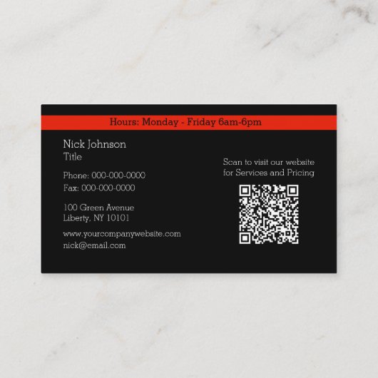 Professionele Auto Body Paint Shop Automobiel Visitekaartje (Achterkant)