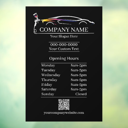 Professionele Auto Body Paint Shop Automotive Uren Raamsticker (Vel 3)