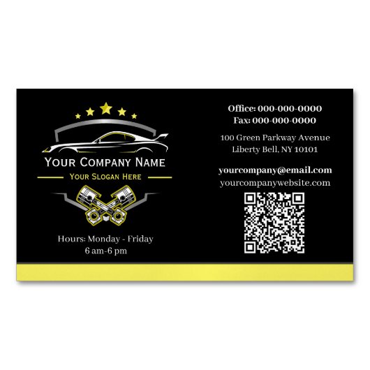 Professionele auto reparatie, Auto Mechanic Magnetisch Visitekaartje (Voorkant)