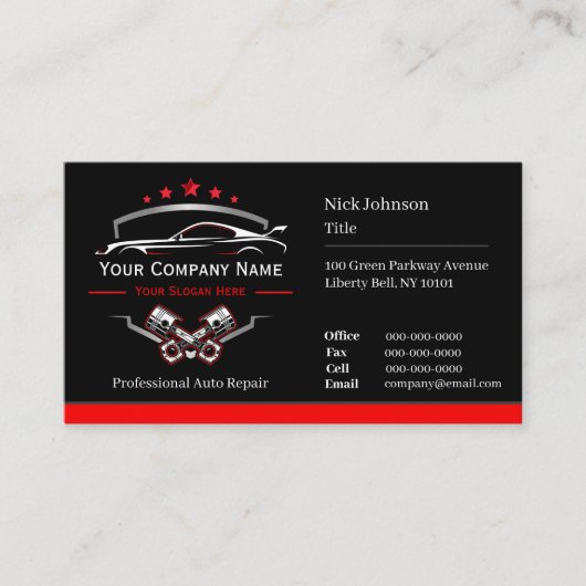 Professionele auto reparatie, Auto Mechanic Visitekaartje (Voorkant)