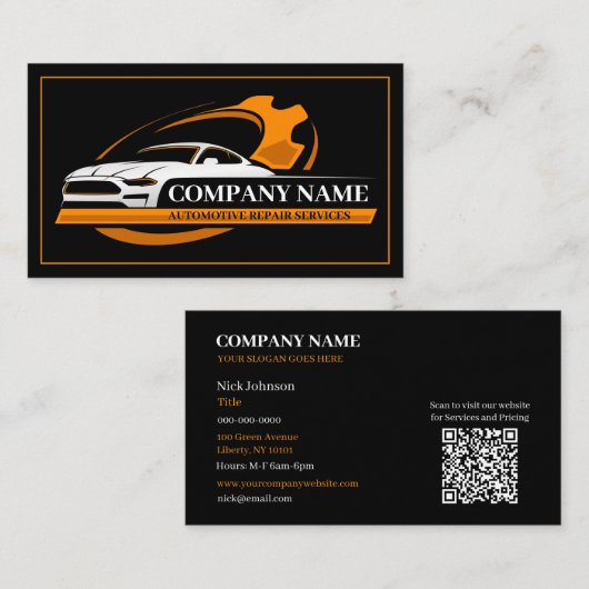 Professionele auto reparatie, Auto Mechanic Visitekaartje (Voorkant / Achterkant)