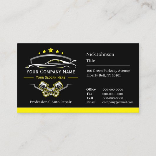 Professionele auto reparatie, Auto Mechanic Visitekaartje (Voorkant)
