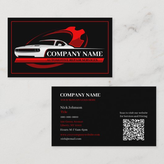 Professionele auto reparatie, Auto Mechanic Visitekaartje (Voorkant / Achterkant)