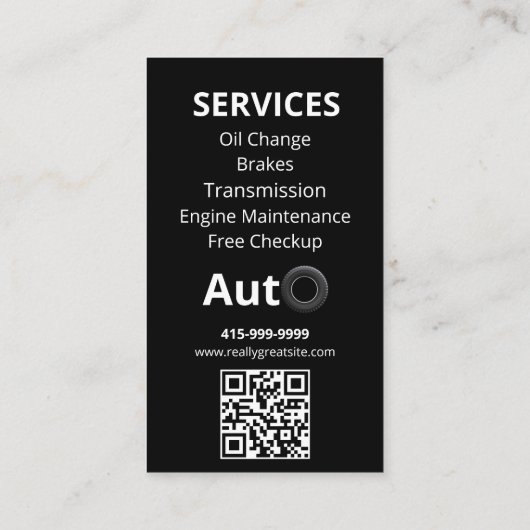 Professionele Auto Reparatie Shop QR Code Visitekaartje (Achterkant)
