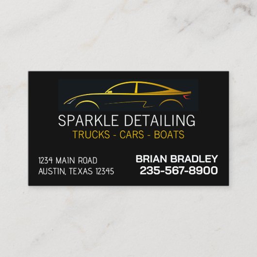 Professionele autodeetailingservice visitekaartje (Voorkant)
