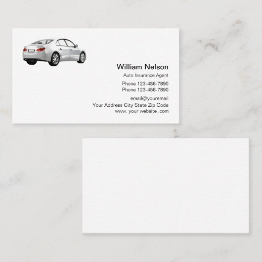Professionele automatische verzekeringsagent visitekaartje (Voorkant / Achterkant)
