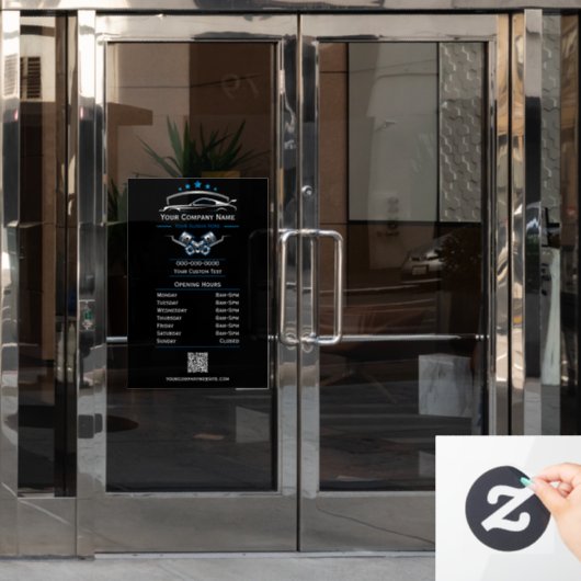 Professionele Autoreparatie, Openingstijden Raamsticker (Kantoordeur)