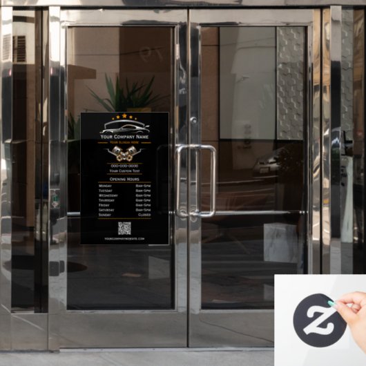 Professionele Autoreparatie, Openingstijden Raamsticker (Kantoordeur)