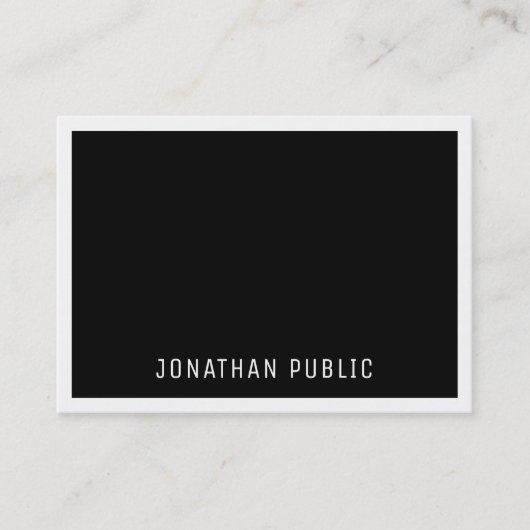 Professionele B&W Elegant Zwart Wit Minimalist Visitekaartje (Voorkant)