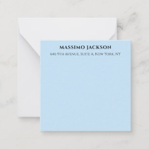 Professionele babyblauwe moderne minimalistische n notitiekaartje