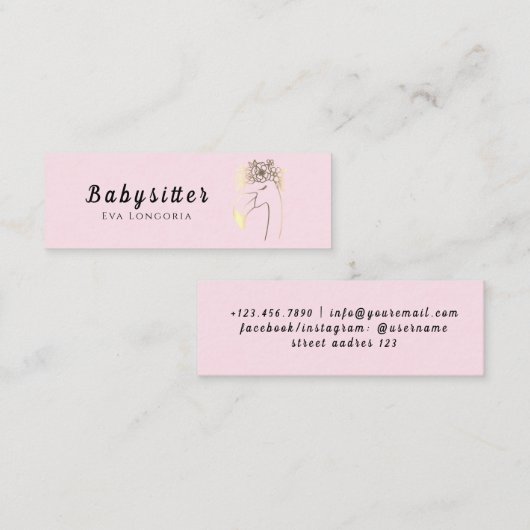 Professionele babysitter diensten Betrouwbare zorg Mini Visitekaartje (Voorkant / Achterkant)