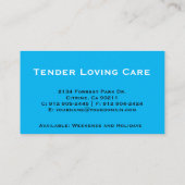 Professionele Babysitter of Kinderverzorging Visitekaartje (Achterkant)