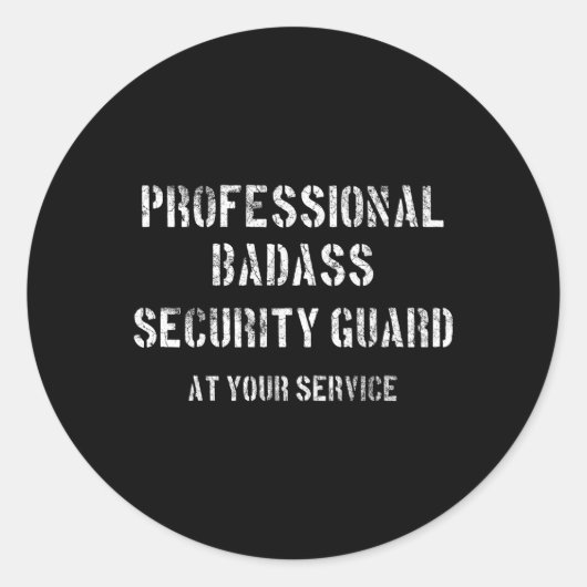 Professionele Badass Security Guard tot uw dienst Ronde Sticker (Voorkant)