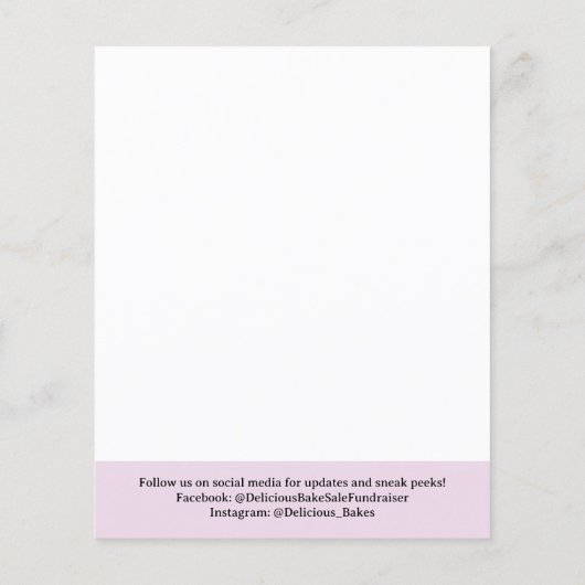 Professionele Bake Sale Fondsenwerving Flyer (Achterkant)