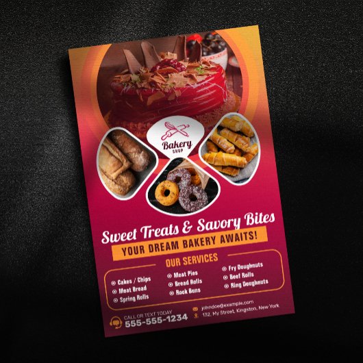 Professionele bakkerij winkel zoete lekkernijen ba flyer