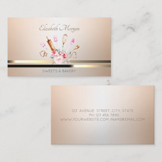 Professionele bakkerijgereedschap Gouden strepen B Visitekaartje (Voorkant / Achterkant)