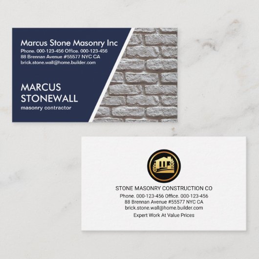 Professionele baksteenlaagbouw visitekaartje (Voorkant / Achterkant)