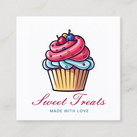 Professionele banketbakker Sweet Treats Cupcake Vierkante Visitekaartje (Voorkant)