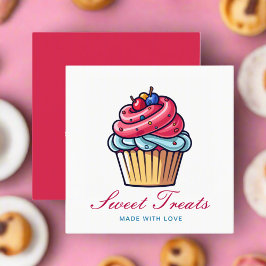 Professionele banketbakker Sweet Treats Cupcake Vierkante Visitekaartje