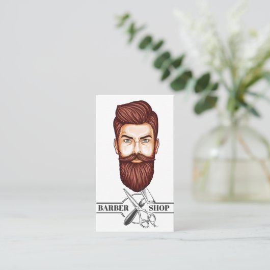 Professionele Barber Shop Illustratie Visitekaartje (Staand voorkant)