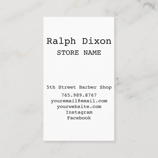 Professionele Barber Shop Illustratie Visitekaartje (Achterkant)