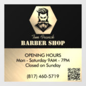 Professionele Barber Shop zwart & goud Openingstij Raamsticker (Vel)