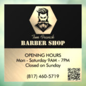 Professionele Barber Shop zwart & goud Openingstij Raamsticker (Vel 3)