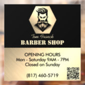 Professionele Barber Shop zwart & goud Openingstij Raamsticker (Vel 2)