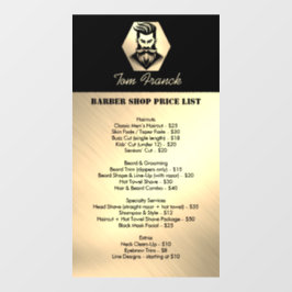 Professionele Barber Shop zwart & goud Prijslijst Raamsticker