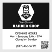 Professionele Barber Shop zwart&wit Openingstijden Raamsticker (Vel)