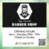 Professionele Barber Shop zwart&wit Openingstijden Raamsticker (Vel 3)