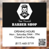 Professionele Barber Shop zwart&wit Openingstijden Raamsticker (Vel 2)