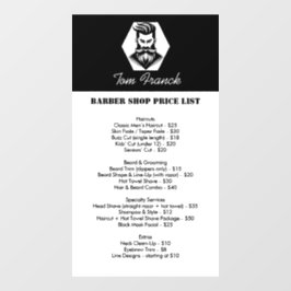 Professionele Barber Shop zwart&wit Prijslijst Raamsticker