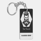Professionele Barber Shop zwart&wit Sleutelhanger (Voorkant Links)