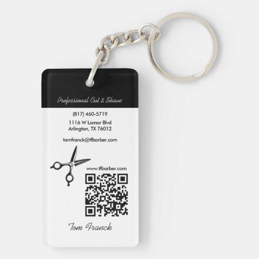 Professionele Barber Shop zwart&wit Sleutelhanger (achterkant)