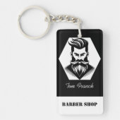 Professionele Barber Shop zwart&wit Sleutelhanger (Voorkant)