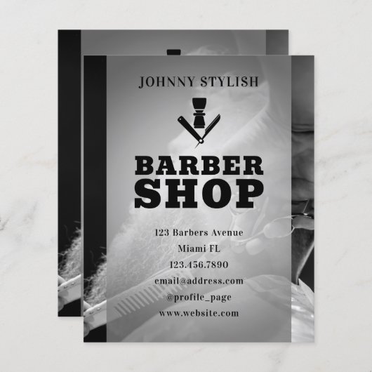 Professionele barber stijl met logo flyer (Voorkant / Achterkant)