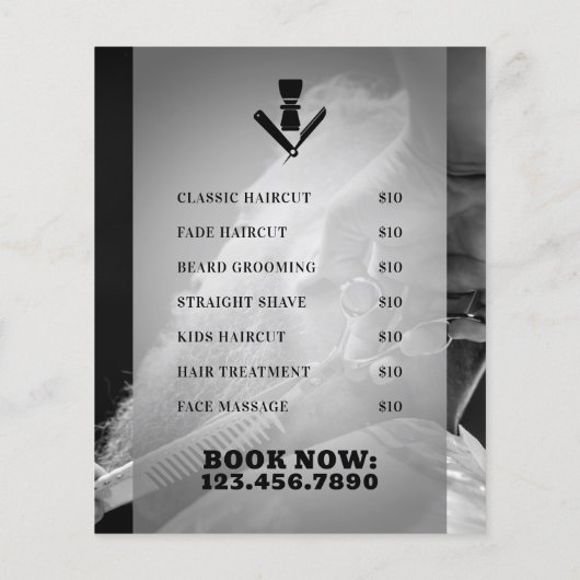 Professionele barber stijl met logo flyer (Achterkant)