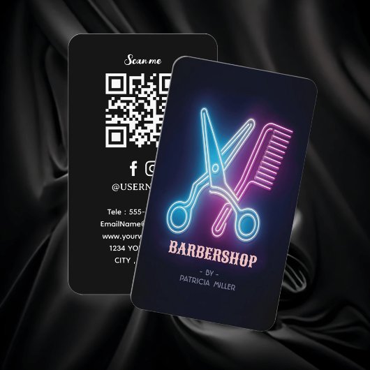 Professionele Barbershop Neon Barber's Schaar Visitekaartje