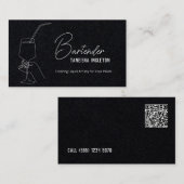 Professionele Bartender Custom QR Premium Visitekaartje (Voorkant / Achterkant)